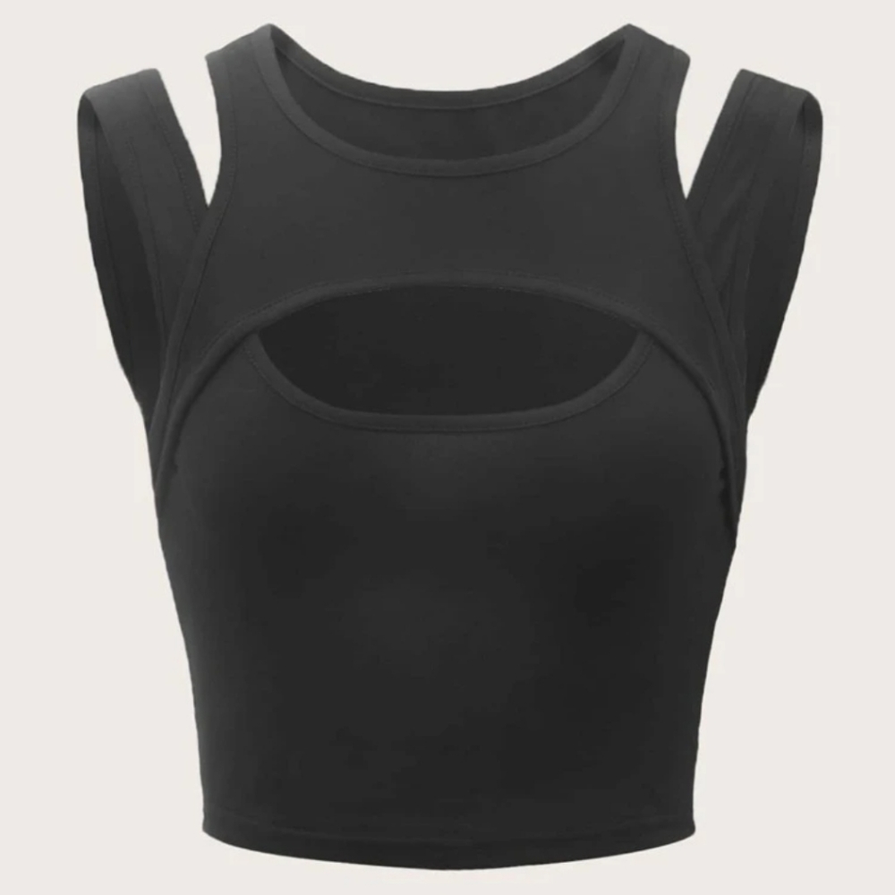 Street life asymmetric neck cut out tank top